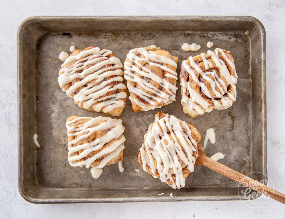 homemade cinnamon rolls on a pan