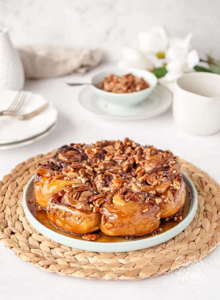 Homemade sticky buns recipe with caramel pecan glaze – Sugar Geek Show