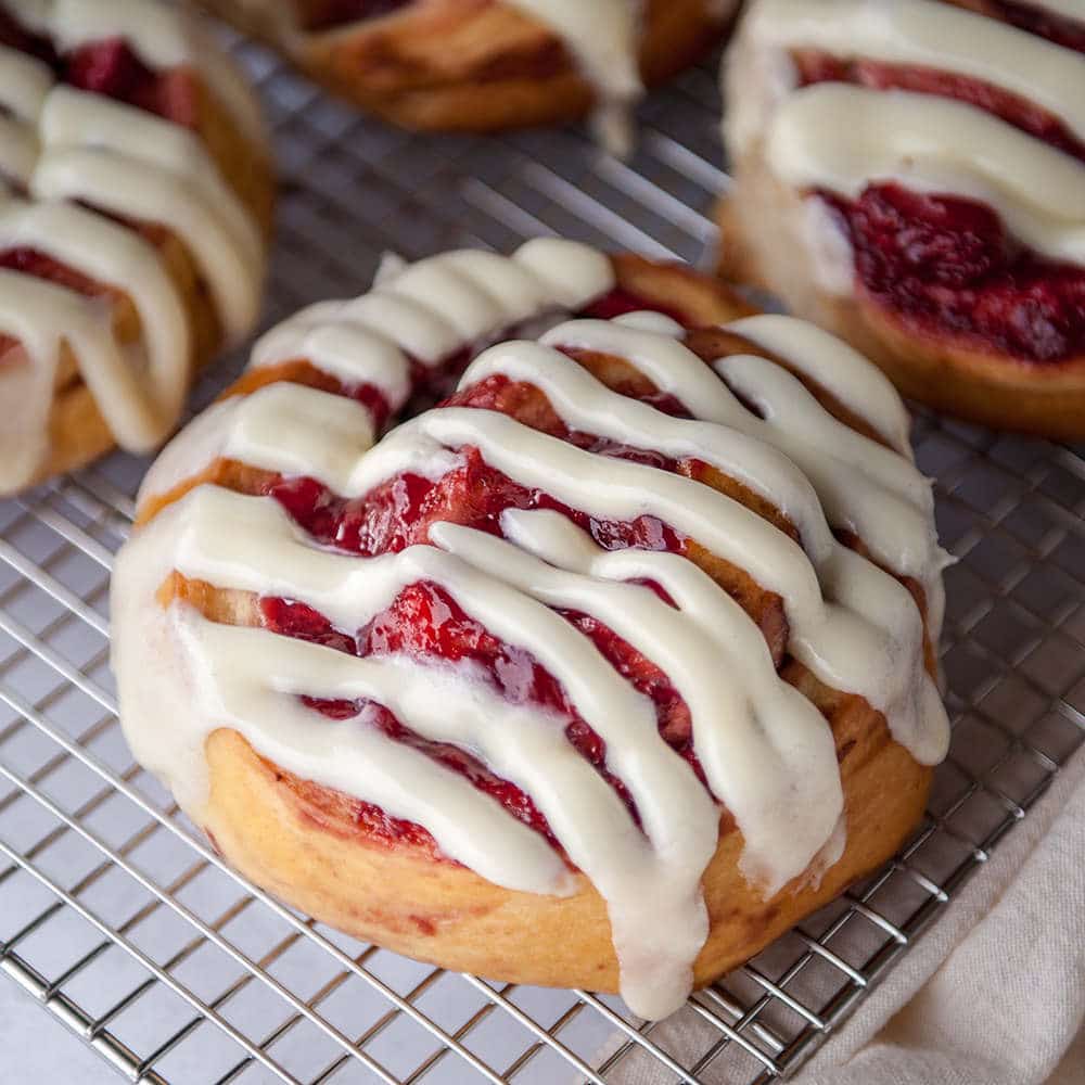 Strawberry Cinnamon Rolls With Cream Cheese Frosting Sugar Geek Show