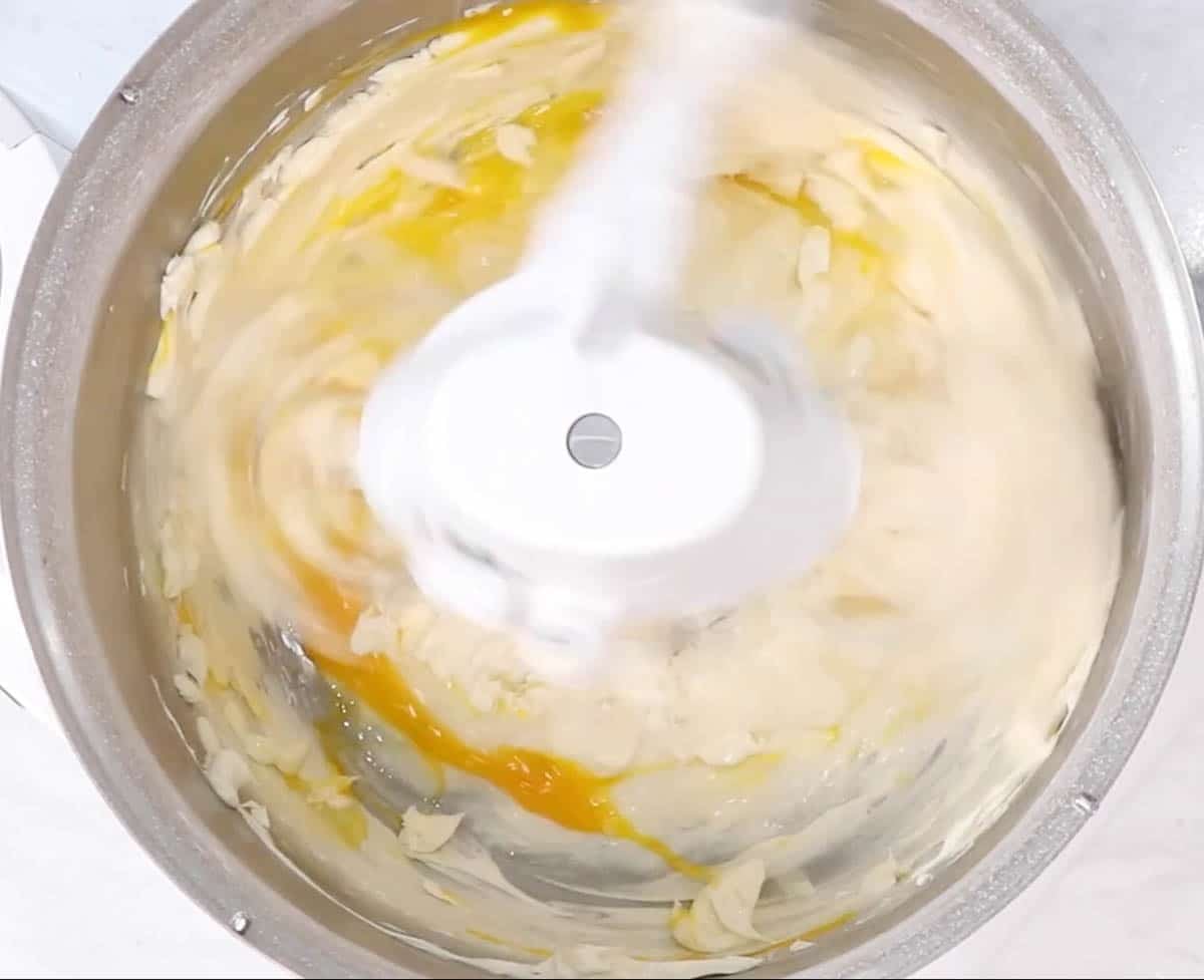 Creaming Lofthouse cookie ingredients together in the bowl of a stand mixer.