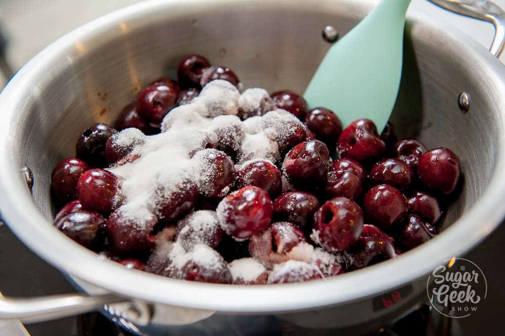 cherries and sugar in a medium saucepan
