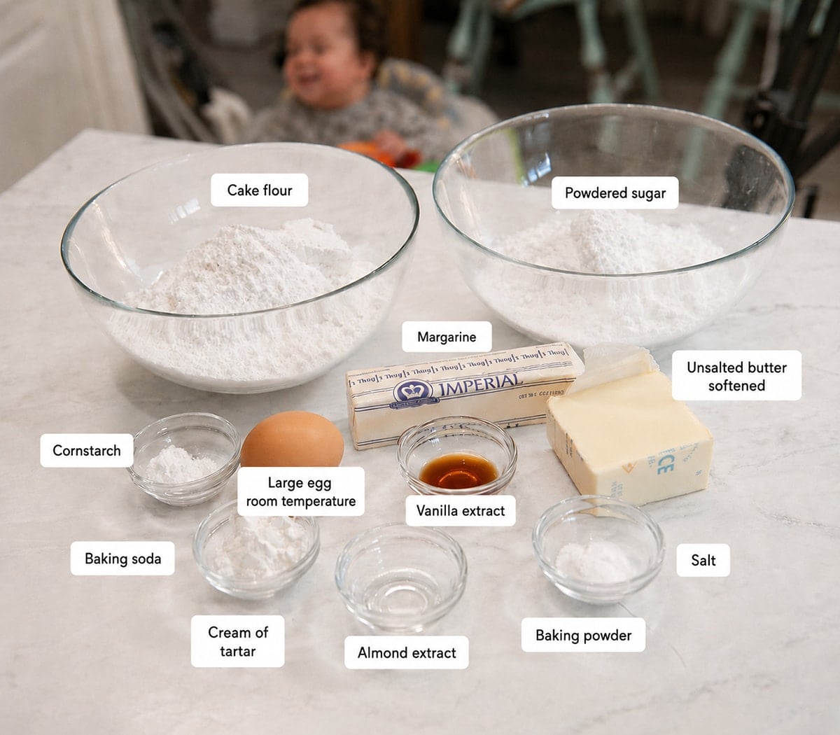 Copycat Lofthouse cookie ingredients arranged on a countertop.