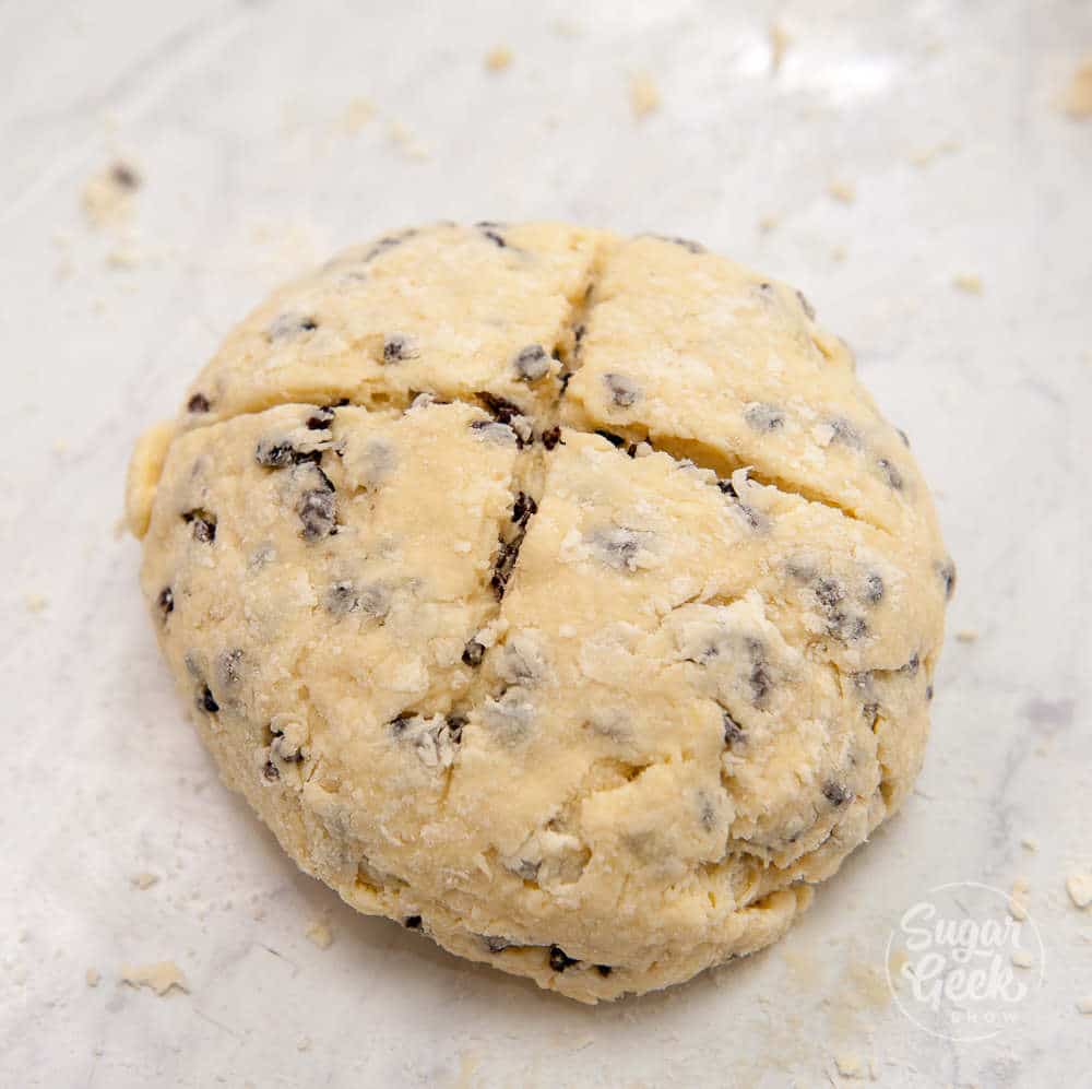 irish soda bread formed into a ball
