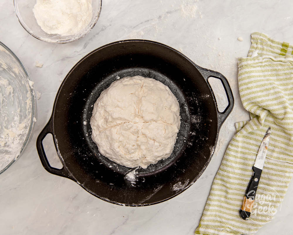 traditional irish soda bread in cast iron dutch oven