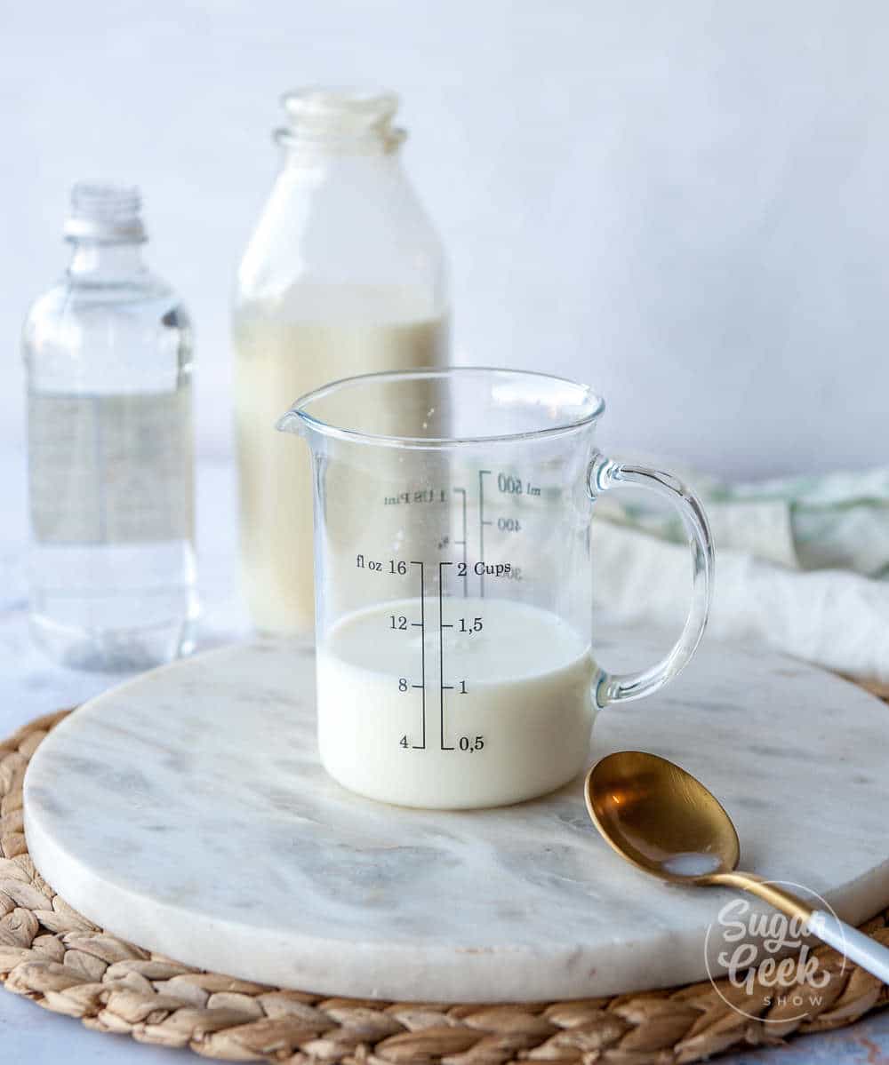 milk with white vinegar added to make buttermilk substitute