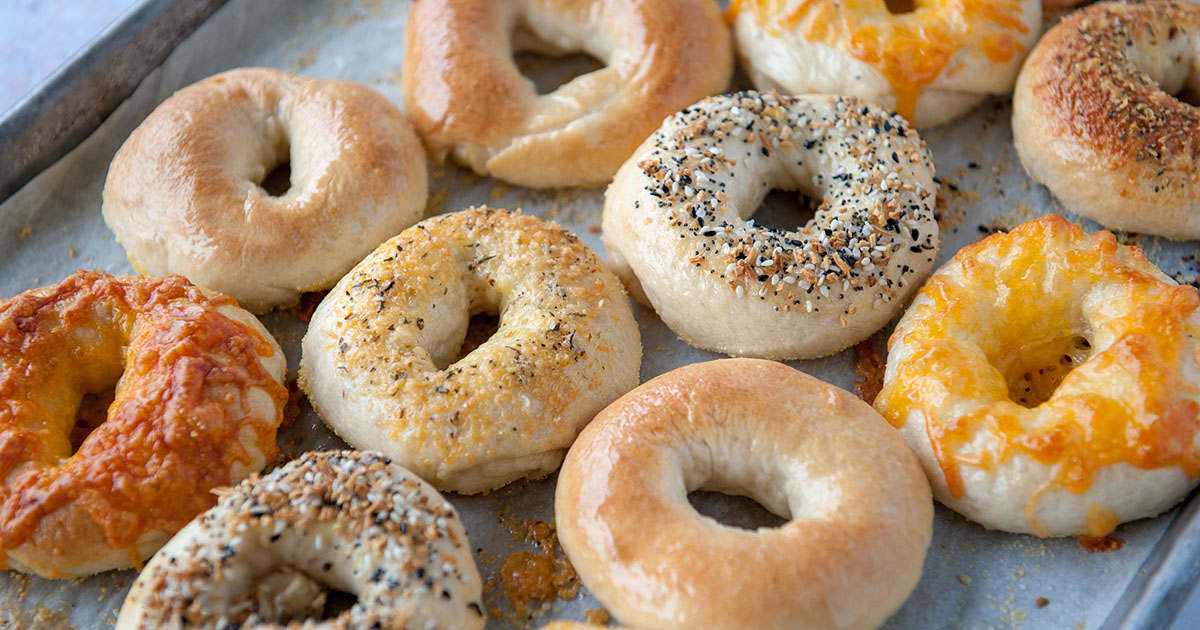 homemade bagels shot from overhead