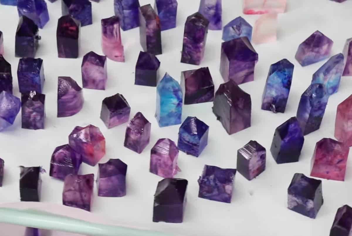 Kohakutou crystal gummy candy on a sheetpan.