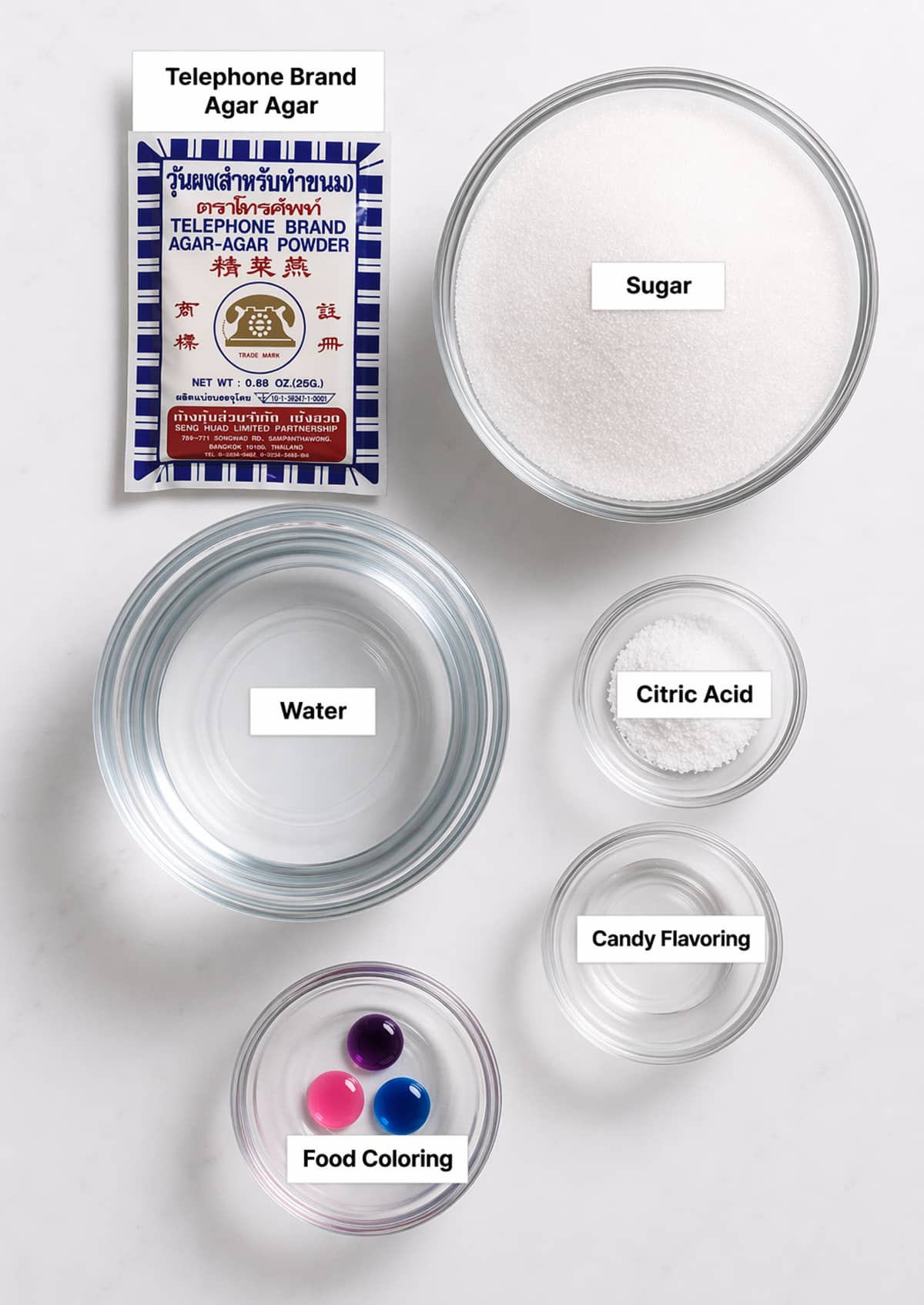 Kohakutou ingredients on a white countertop.