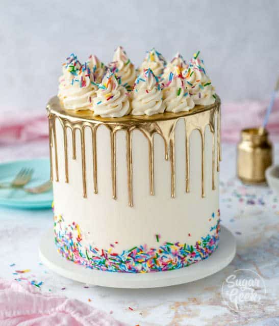 Delicious Rainbow Cake With Gold Drip – Sugar Geek Show