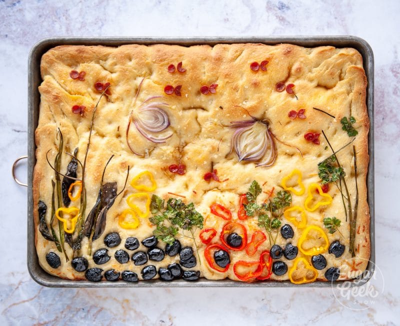 How To Make Focaccia Bread Art With Vegetables + Herbs – Sugar Geek Show