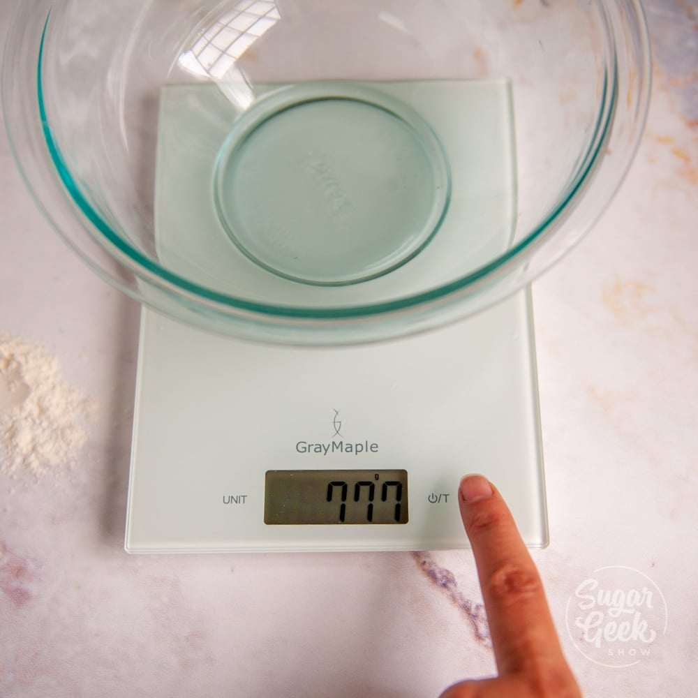 clear bowl on digital kitchen scale