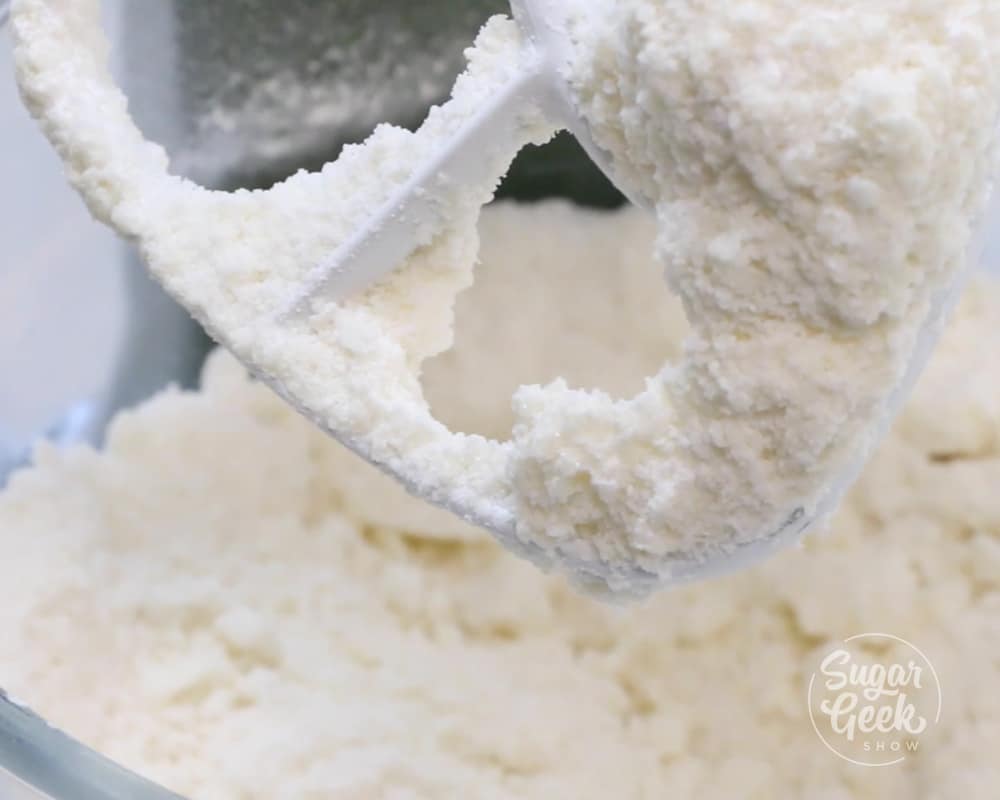 dry ingredients and butter in a mixing bowl