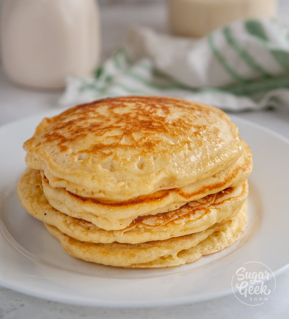 sourdough pancakes on white plate