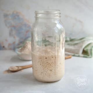 sourdough starter in clear jar