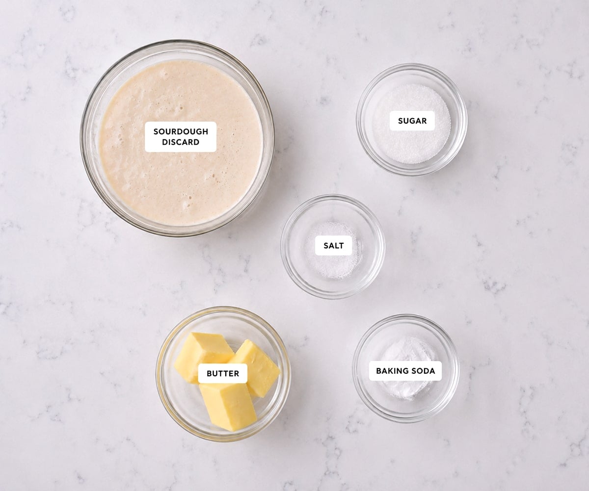 Sourdough pikelet ingredients.