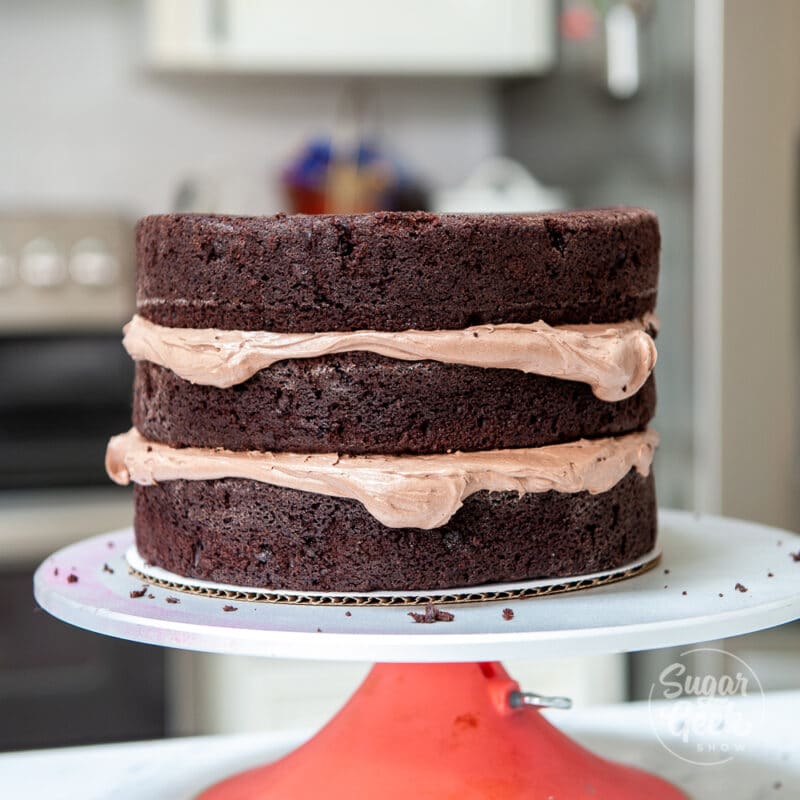layers of chocolate cake and buttercream