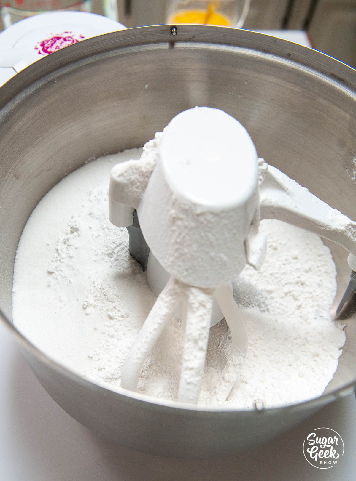 flour, sugar and salt in the bowl of your stand mixer