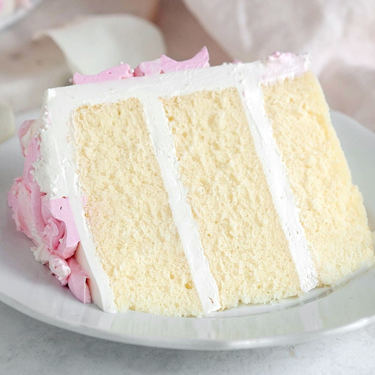 slice of vanilla birthday cake