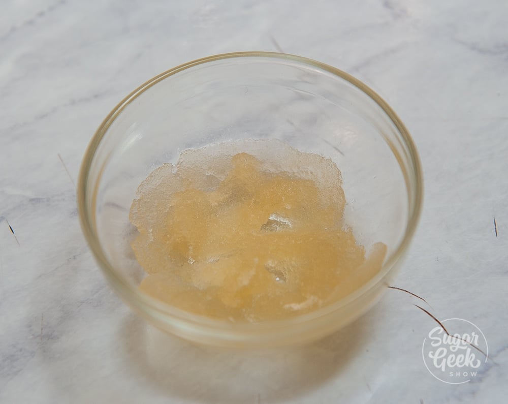 powdered gelatin and water in a small clear bowl