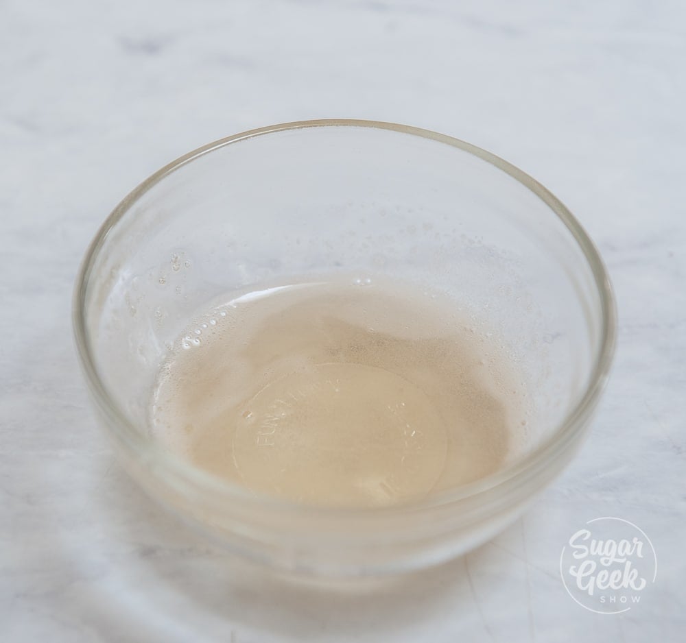 melted gelatin in a clear bowl