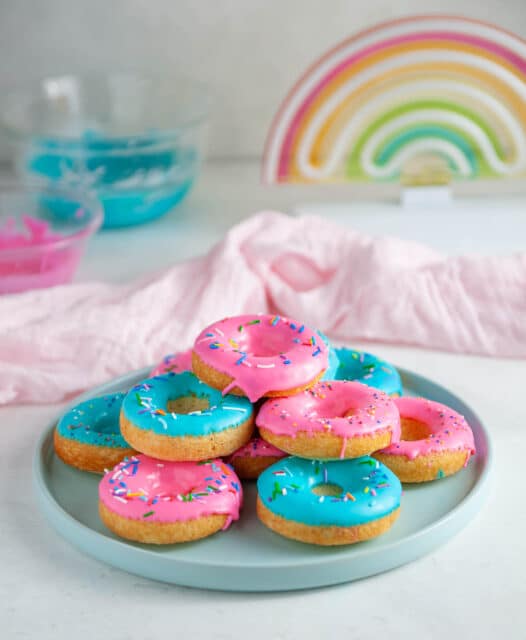 Classic Baked Donut Recipe With Colorful Glaze With Colorful Glaze ...