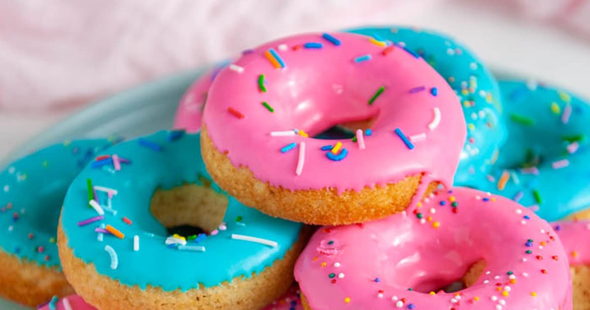 Classic Baked Donut Recipe With Colorful Glaze With Colorful Glaze ...