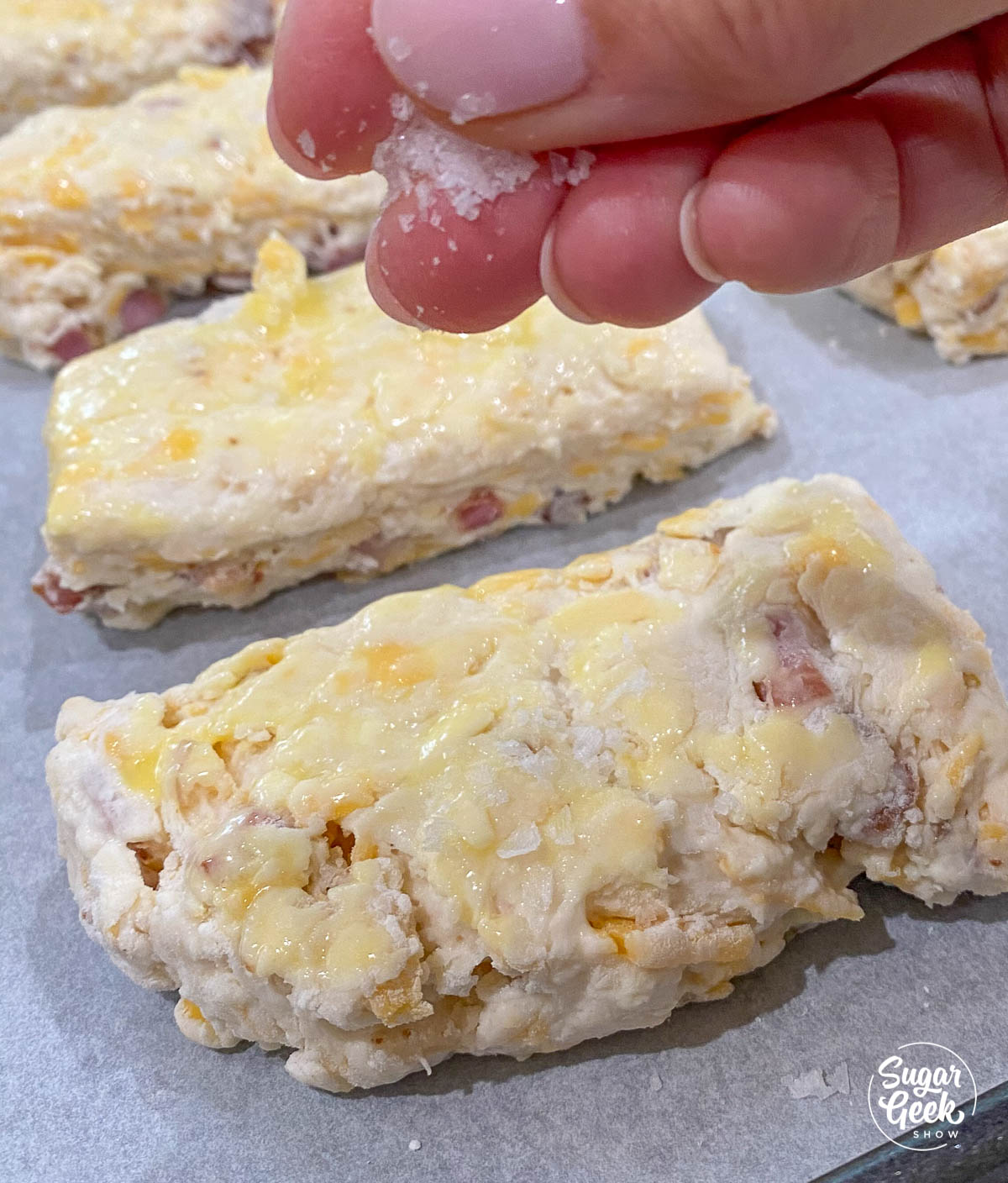 bacon cheddar scones with flaky salt