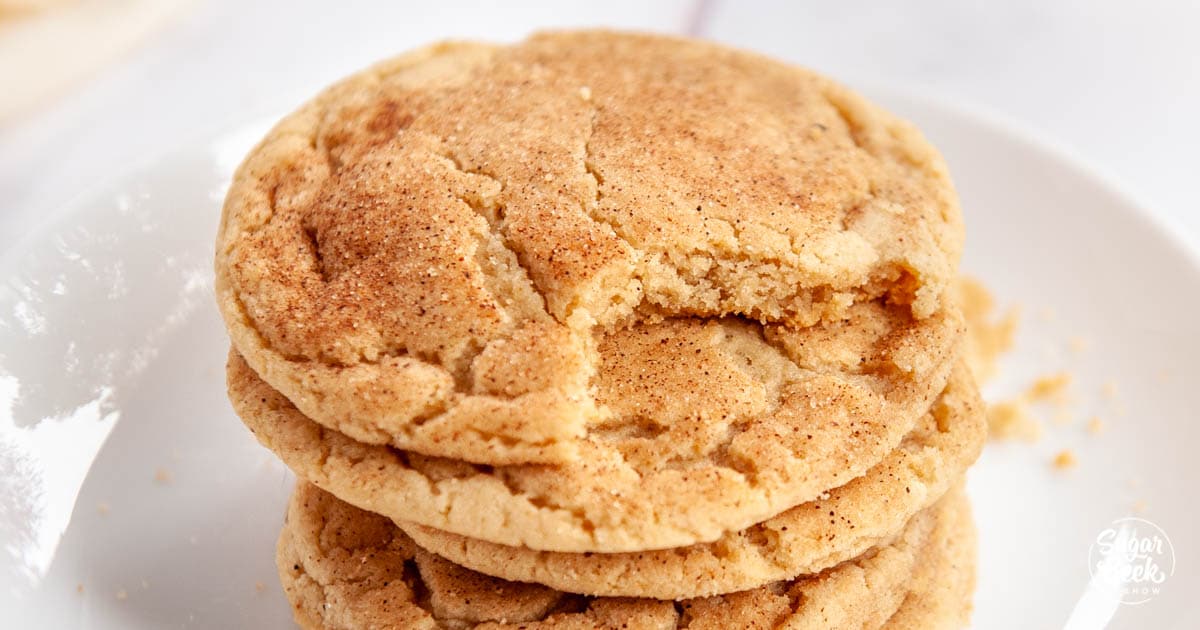 closeup of snickerdoodle with bite taken out of it