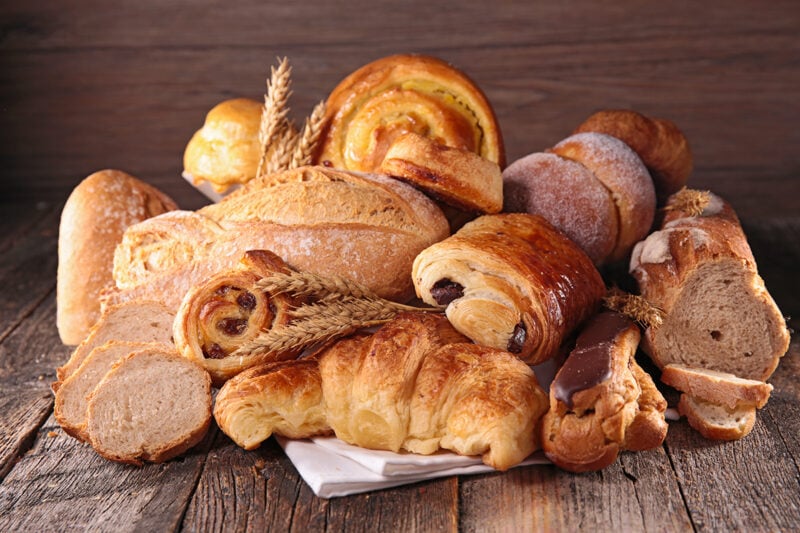 Assortment of breads and pastries made with brioche bread as a base