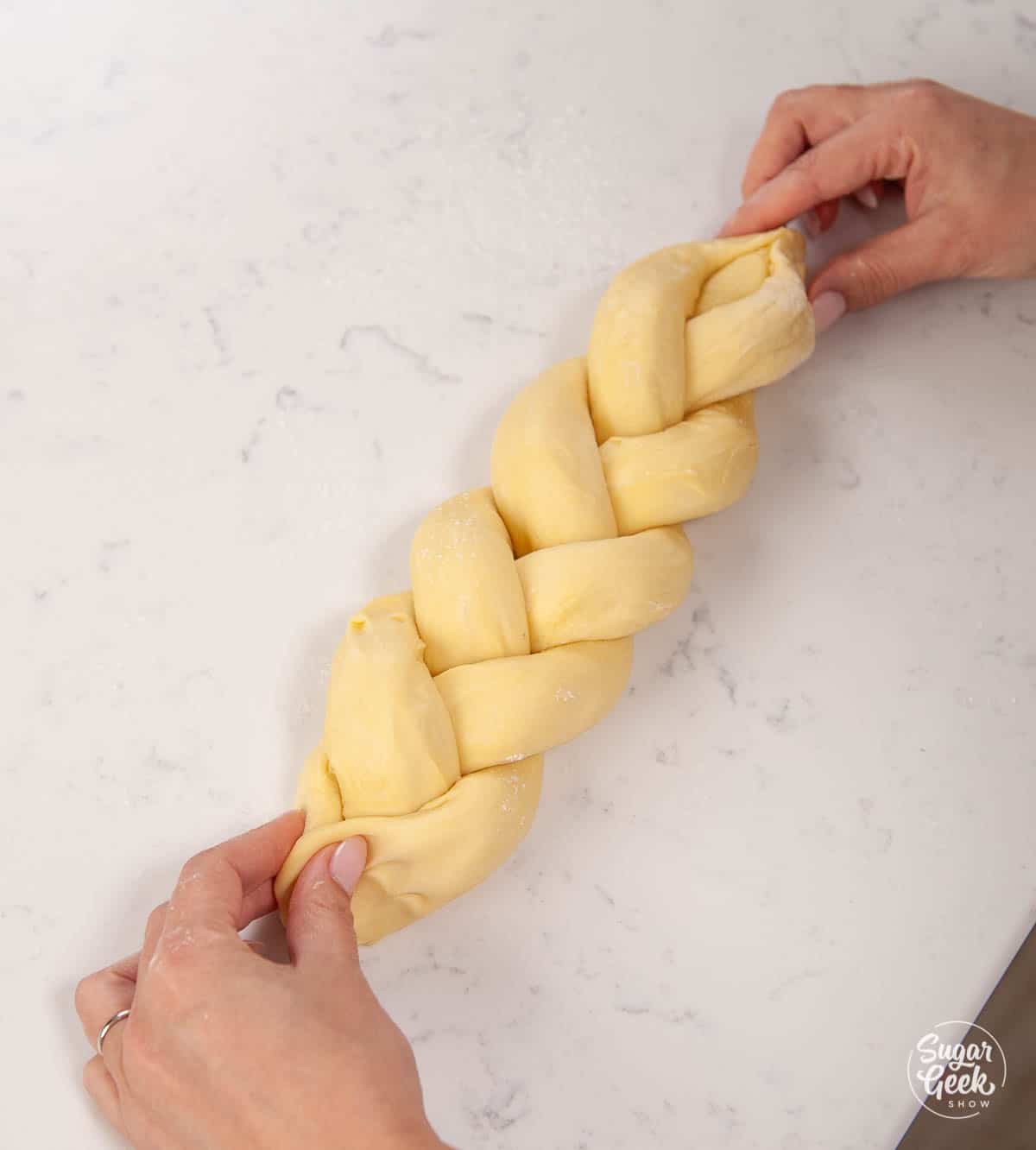 Braided brioche dough.