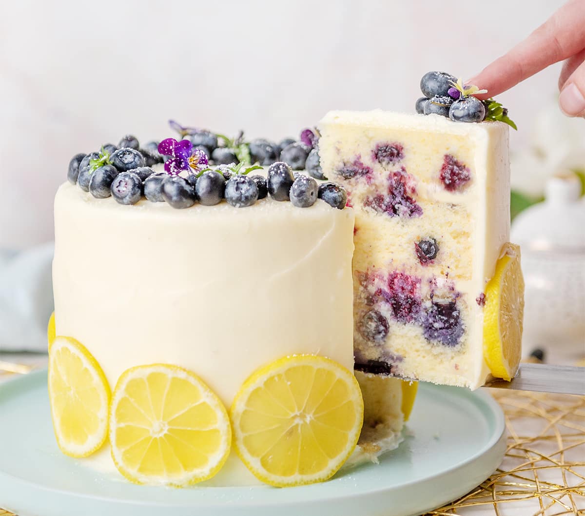 slice of cake being removed from the cake