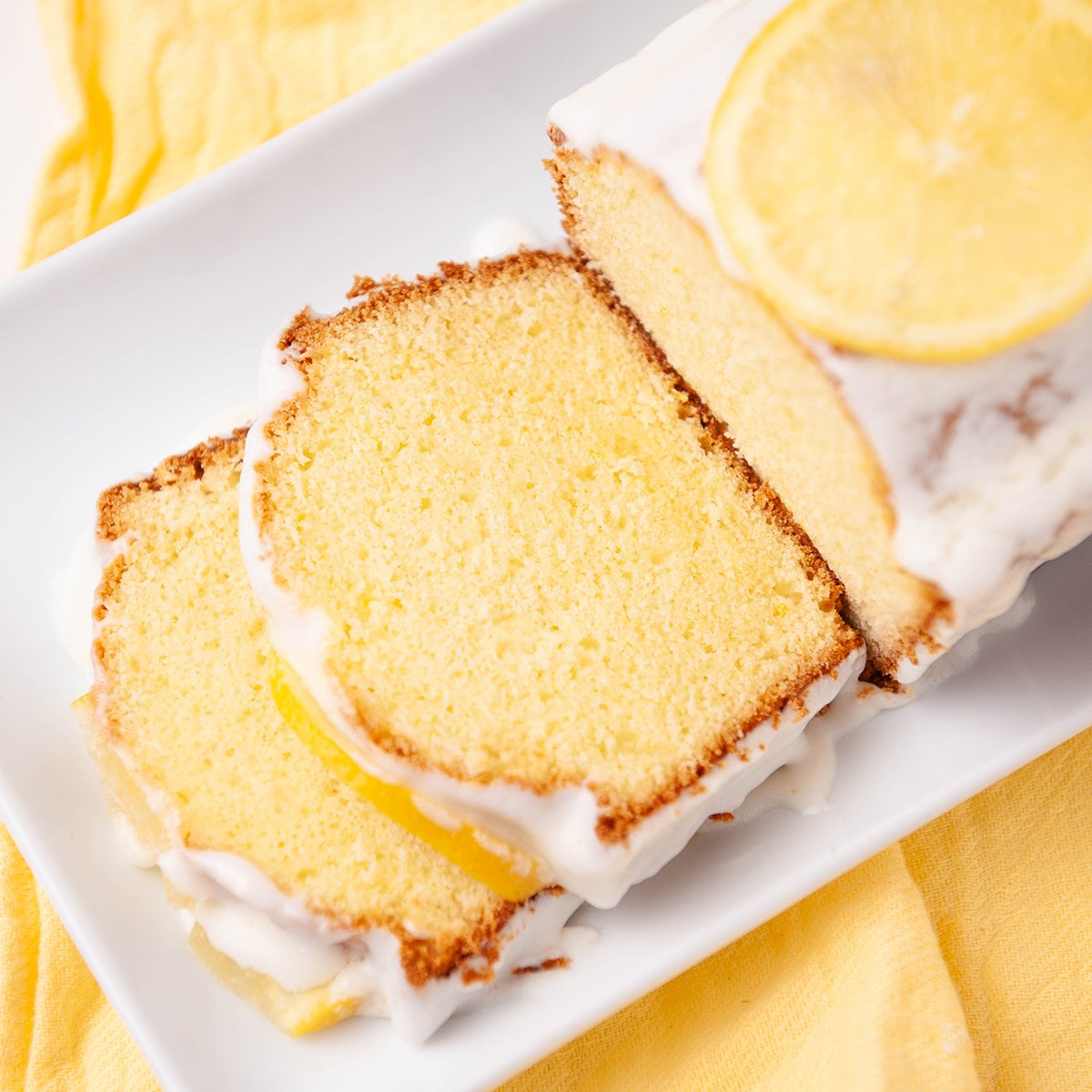 close up of sliced lemon pound cake