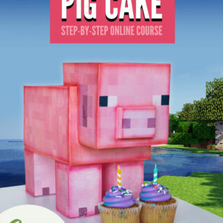 Cake that's made to look like a Minecraft Pig