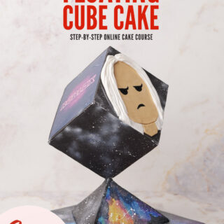 Cake sculpted to look like a gravity-defying black cube from the video game Roblox