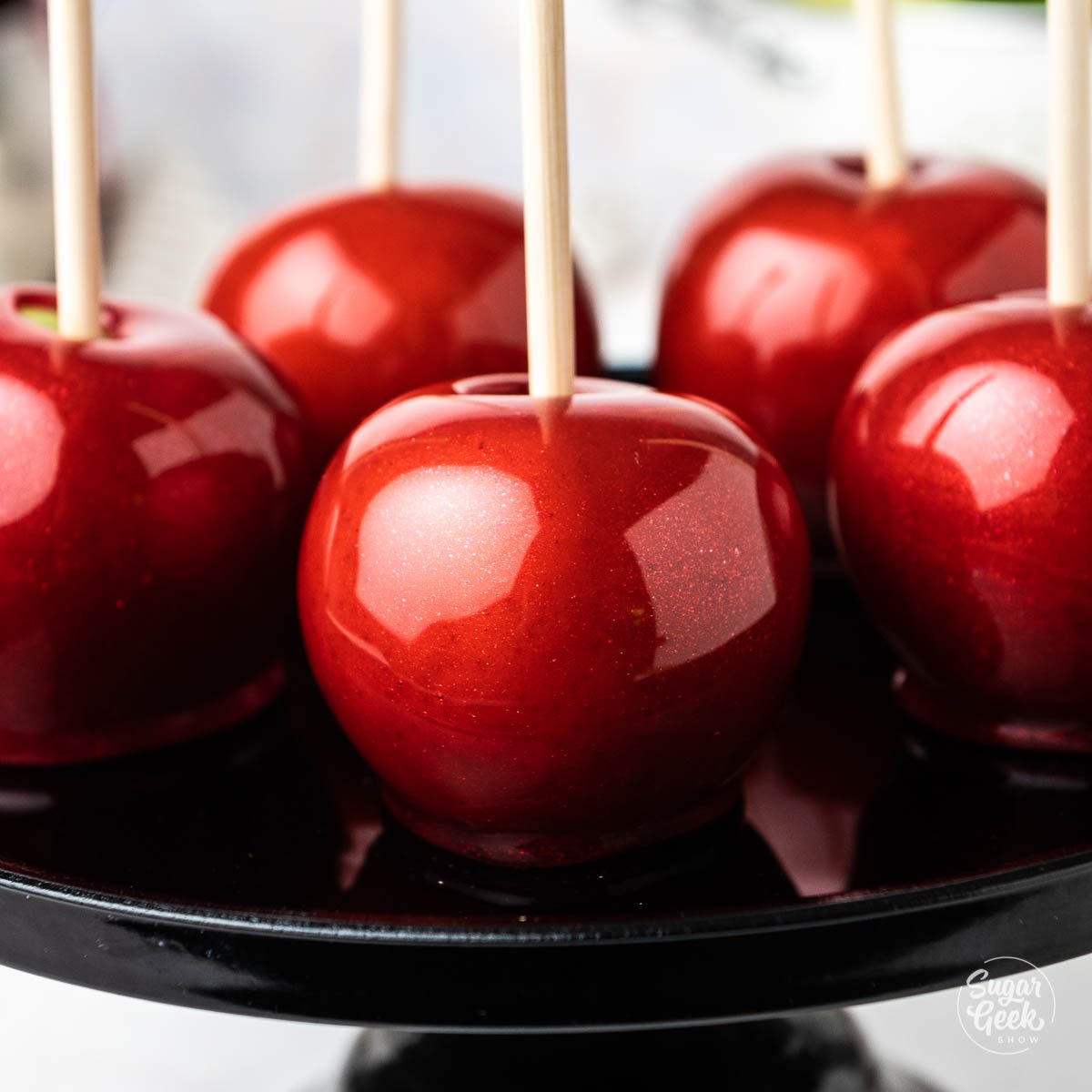 close up of candy apples