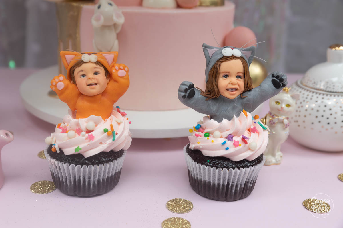 boy and girl cat cupcake toppers