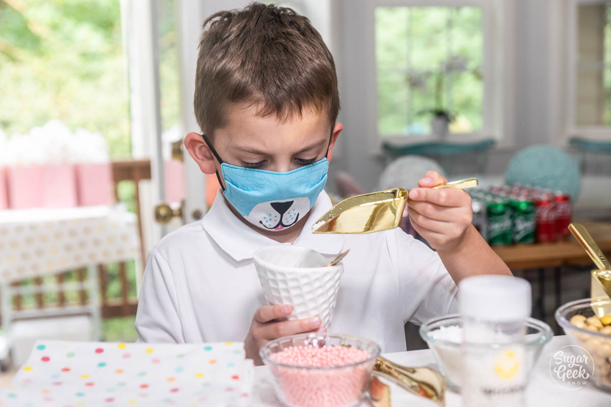 making an ice cream sundae