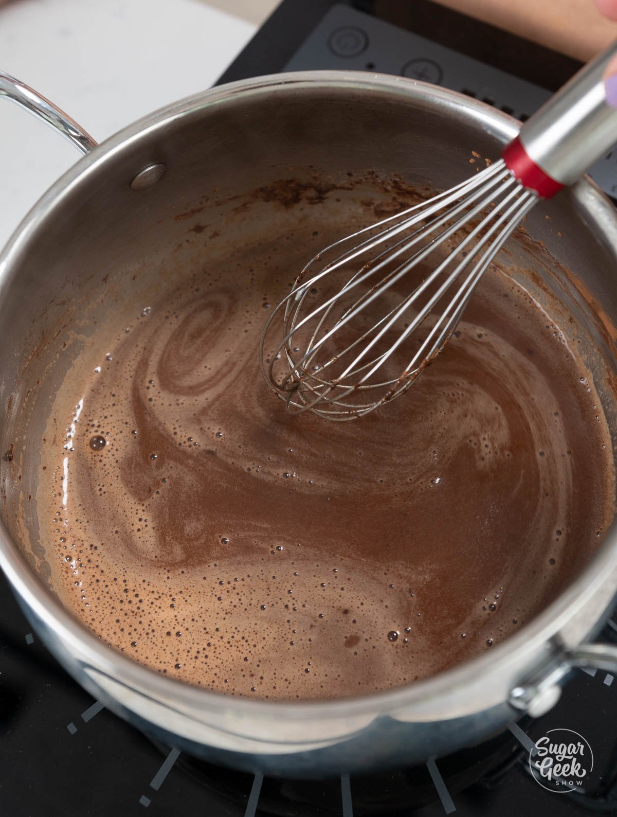 butter and cocoa mixture in a saucepan