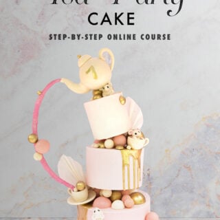 Tea party topsy-turvy birthday cake