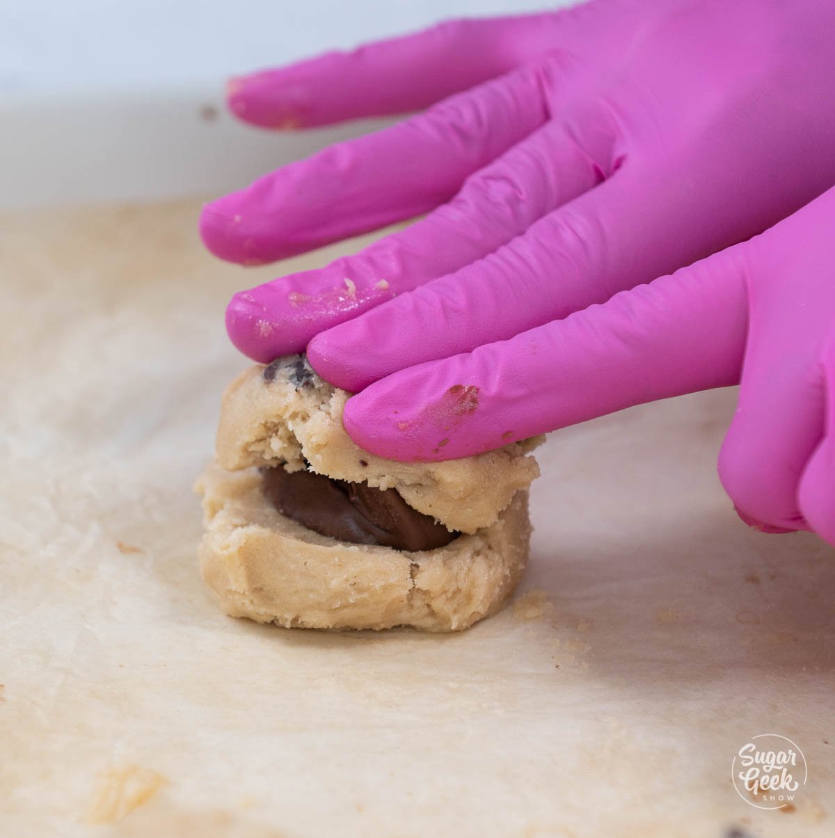 wrapping cookie dough around nutella