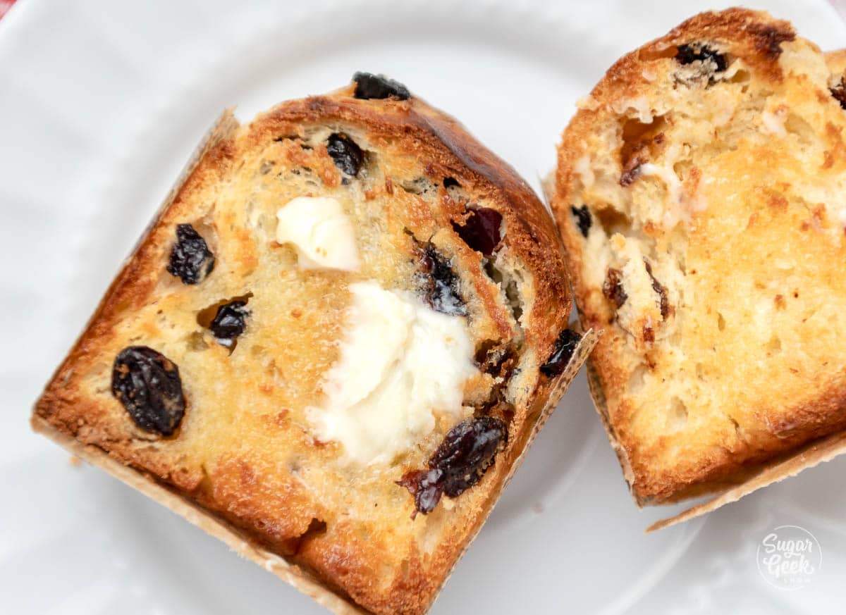 toasted panettone with butter
