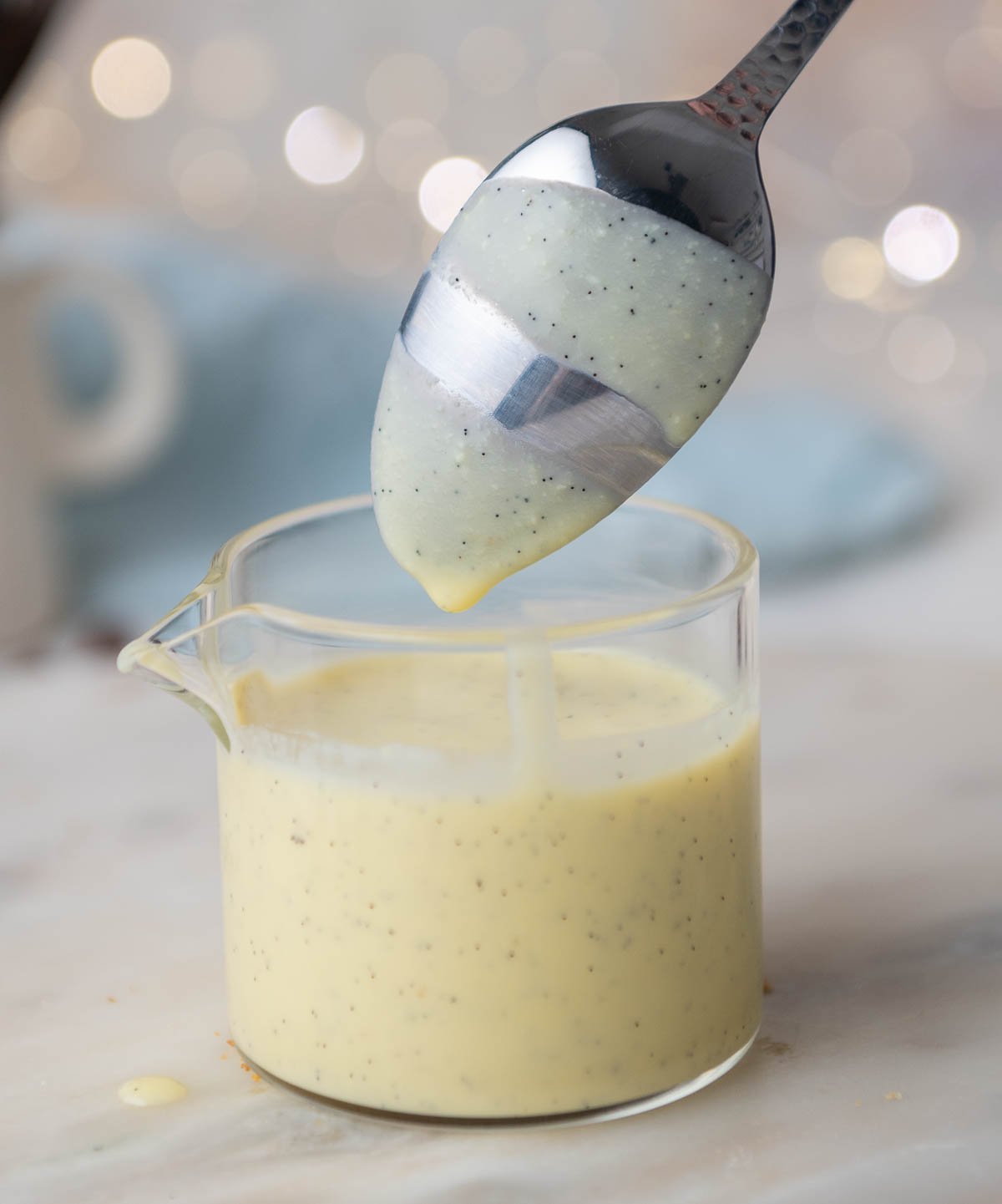 spoon dipped in creme anglaise