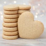 close up of heart shaped cut out sugar cookies