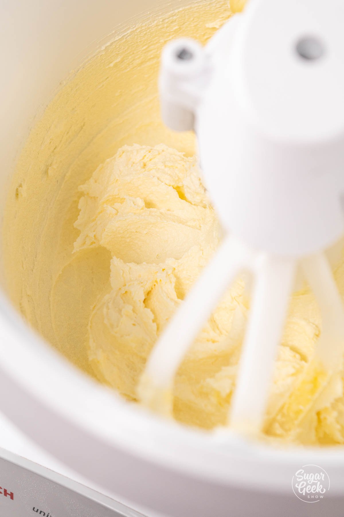 close up of creamed butter and sugar