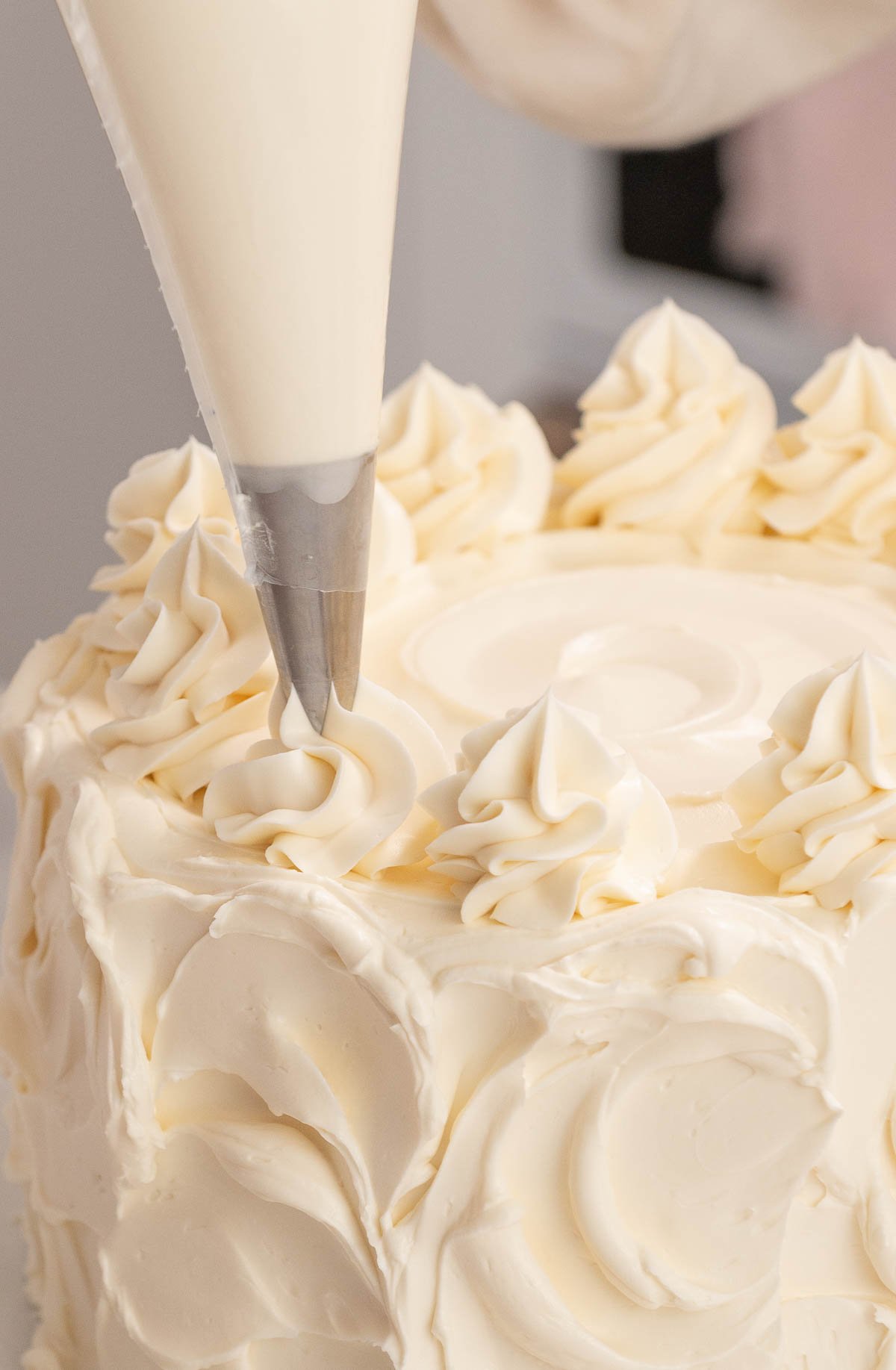 close up of piping buttercream
