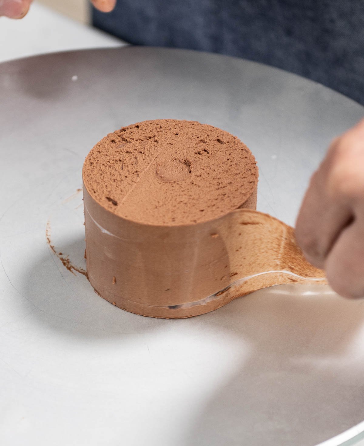 removing acetate from chocolate entremet