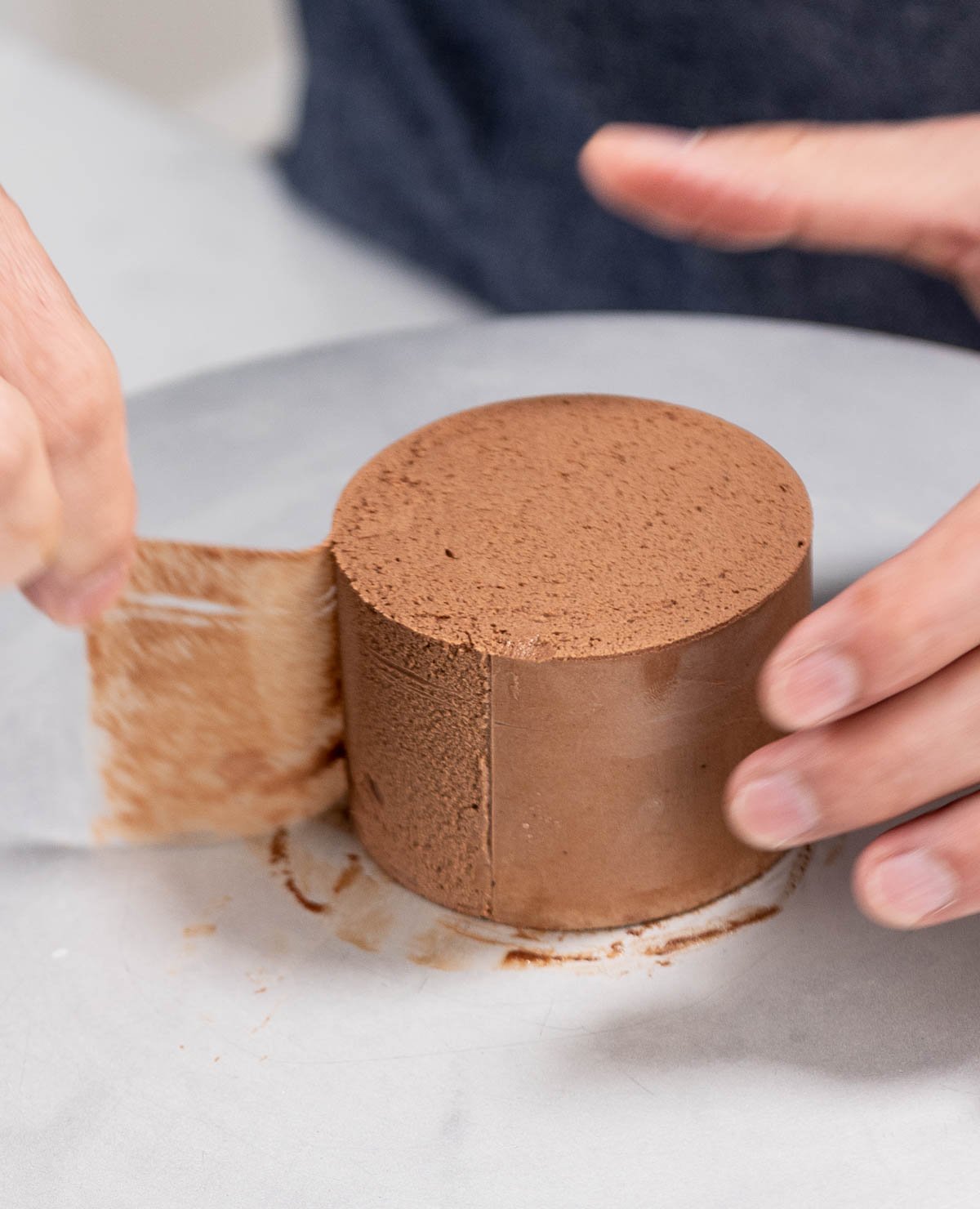 removing acetate from chocolate entremet