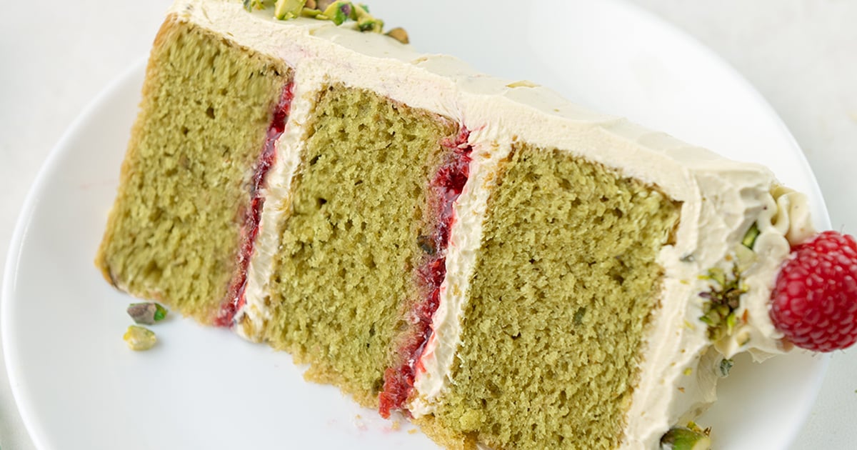 Pistachio Cake with Raspberry Filling and French Buttercream – Sugar Geek Show