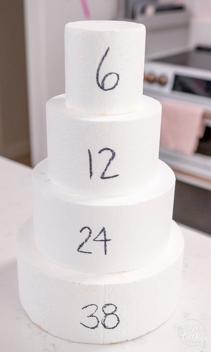 styrofoam cake tiers numbered