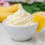 close up of dole whip in a white bowl